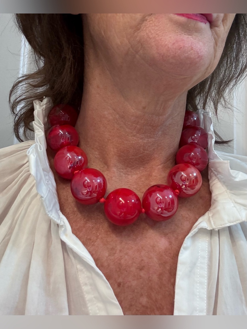 Bold Red Bead Statement Necklace - Women Jewelry